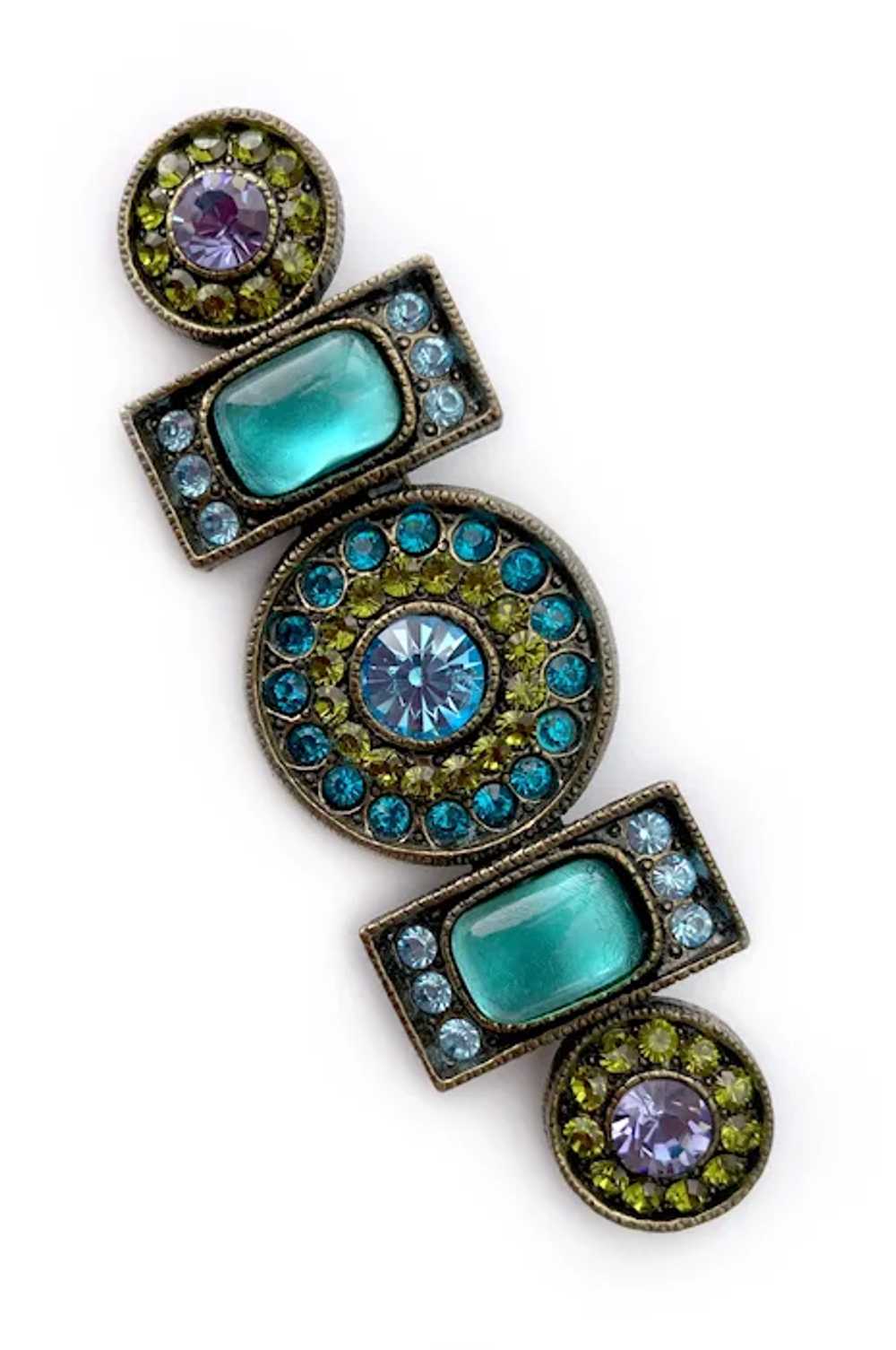 Poggi Paris Jeweled Deco Gothic Style Brooch - image 6