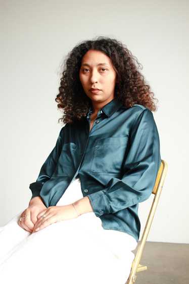 1980s Jaegar Satin Button Up Blouse