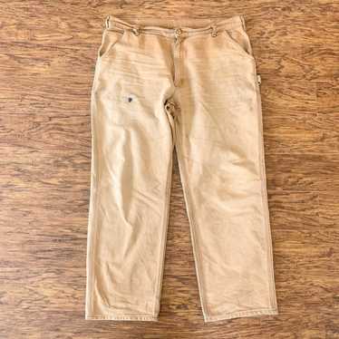 Carhartt B11 BRN Brown Tan Duck Canvas Carpenter Work Pants Mens 40x34