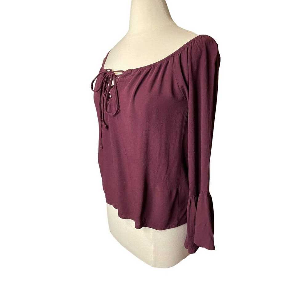 Other Kendall & Kylie Peasant Top Maroon Bell Sle… - image 2