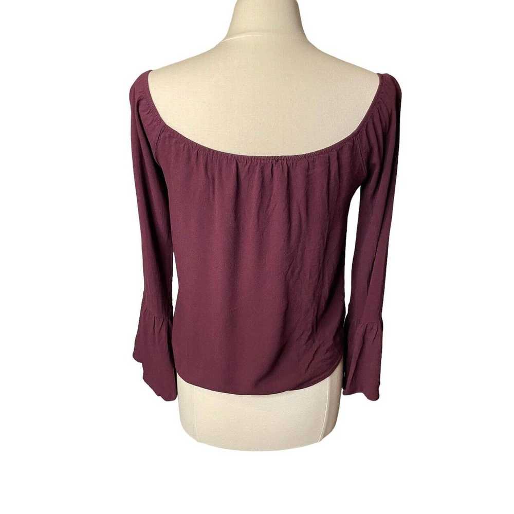 Other Kendall & Kylie Peasant Top Maroon Bell Sle… - image 4