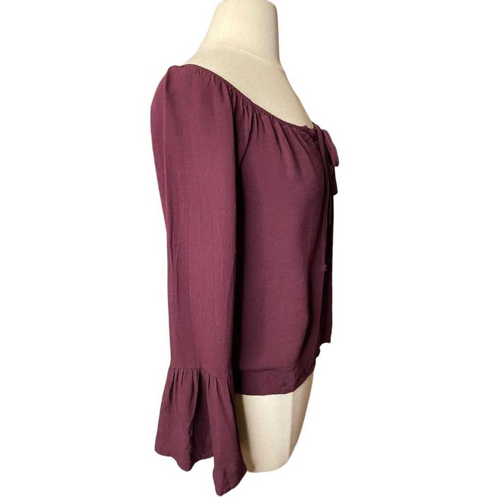 Other Kendall & Kylie Peasant Top Maroon Bell Sle… - image 5