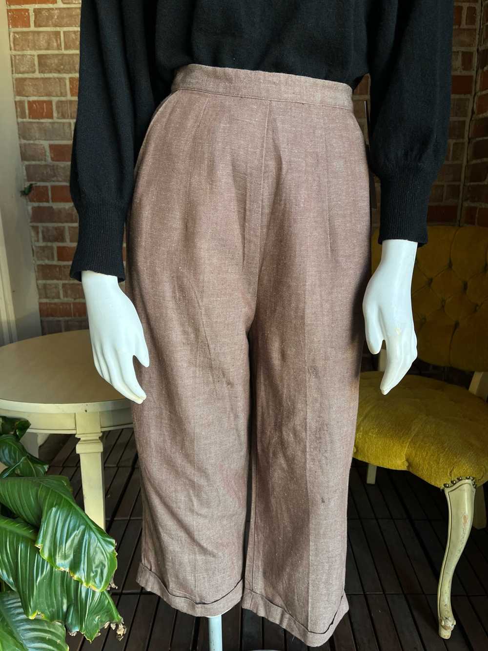 1950s Deadstock Taupe Clam Digger Pants - image 3