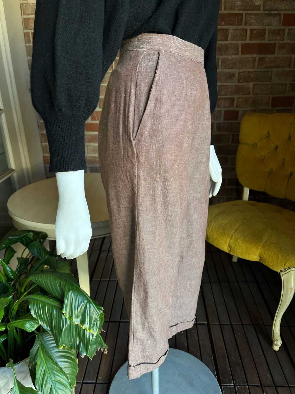 1950s Deadstock Taupe Clam Digger Pants - image 6