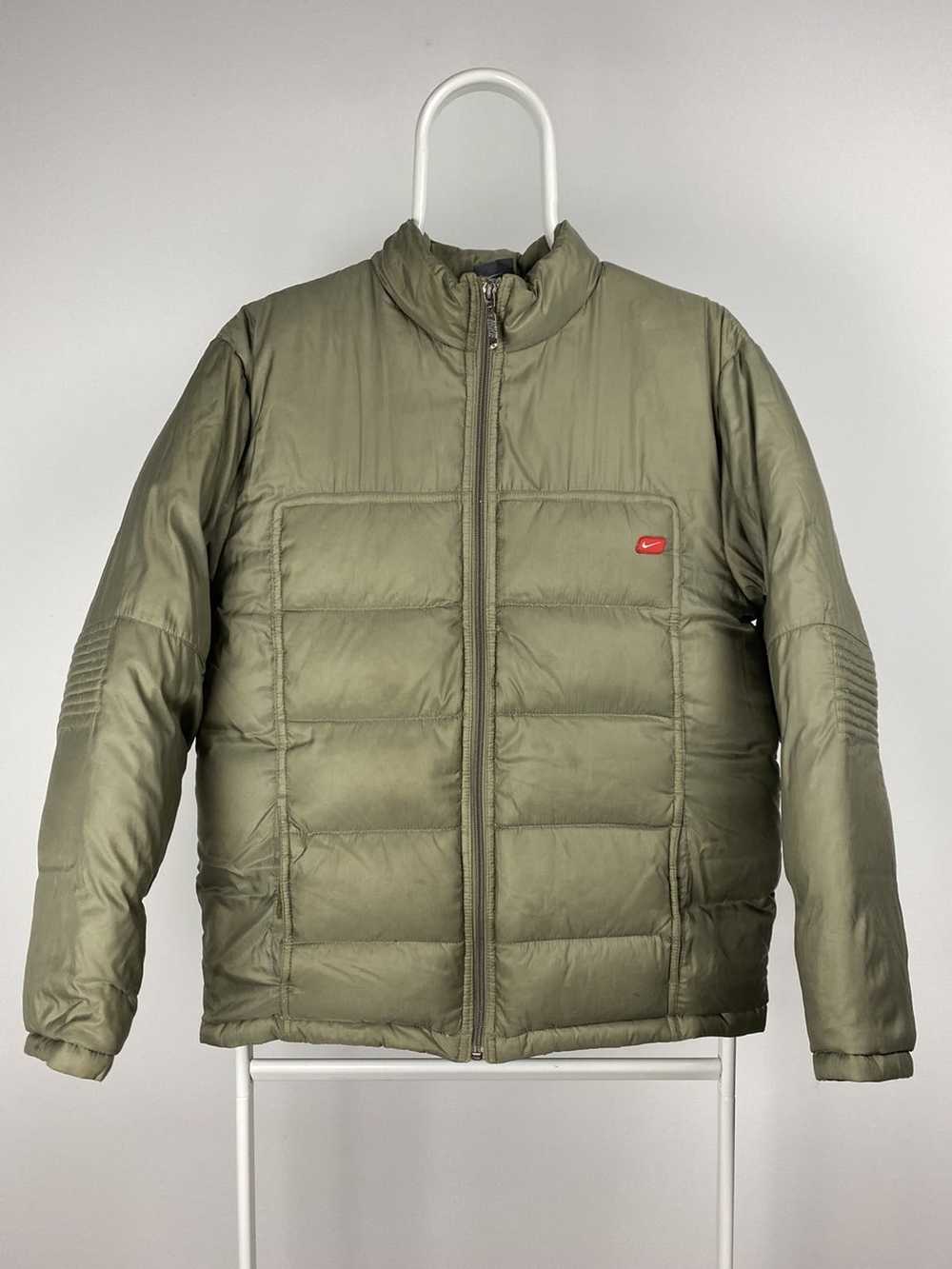 Nike × Vintage Nike vintage olive puffer jacket s… - image 1