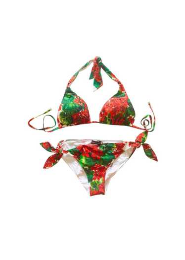 Dolce & Gabbana Red Geranium Printed Triangle Bik… - image 1