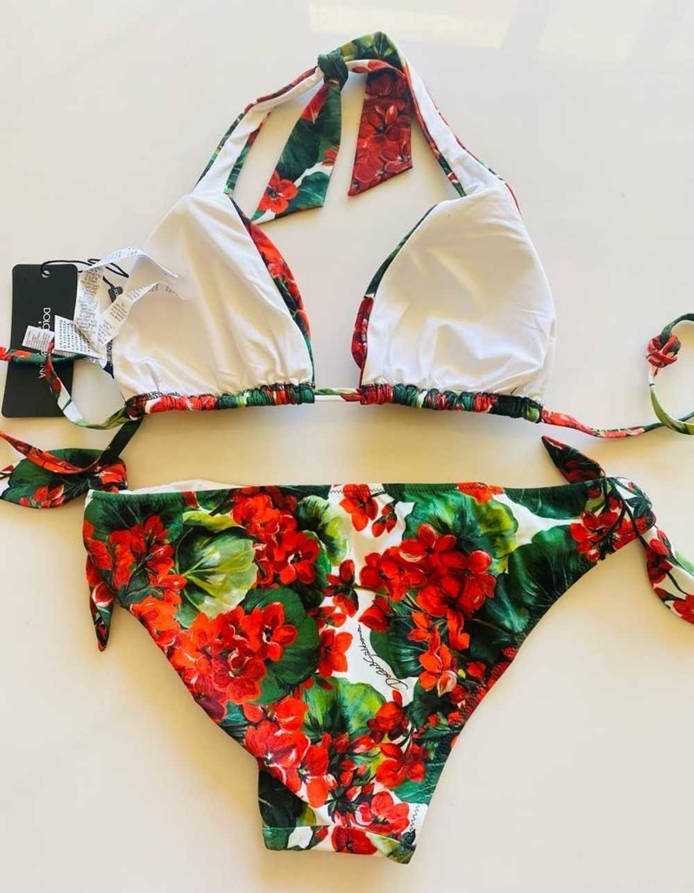 Dolce & Gabbana Red Geranium Printed Triangle Bik… - image 3