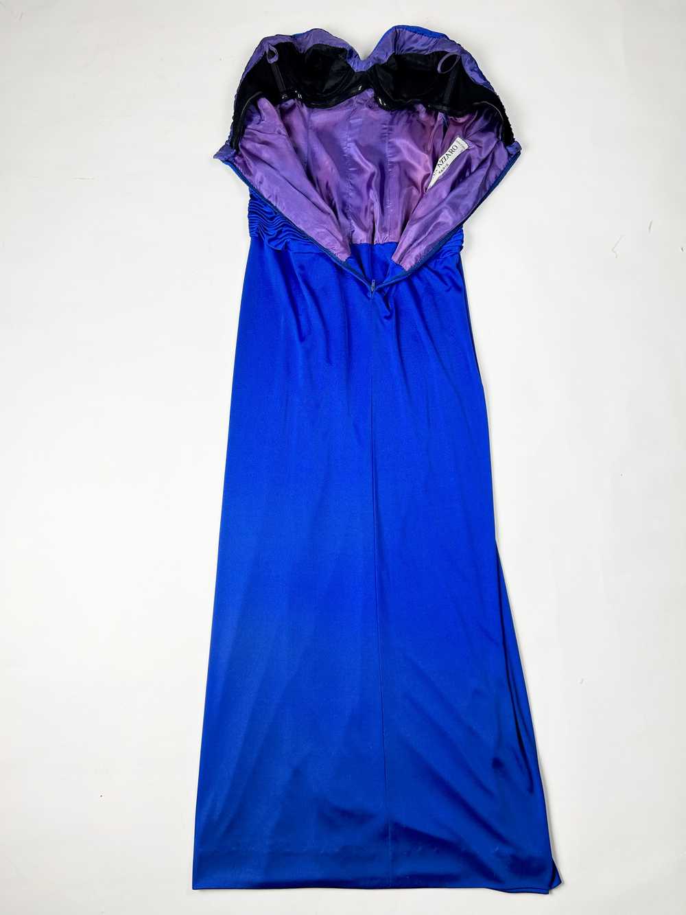 Electric blue lycra jersey evening dress by Loris… - image 3