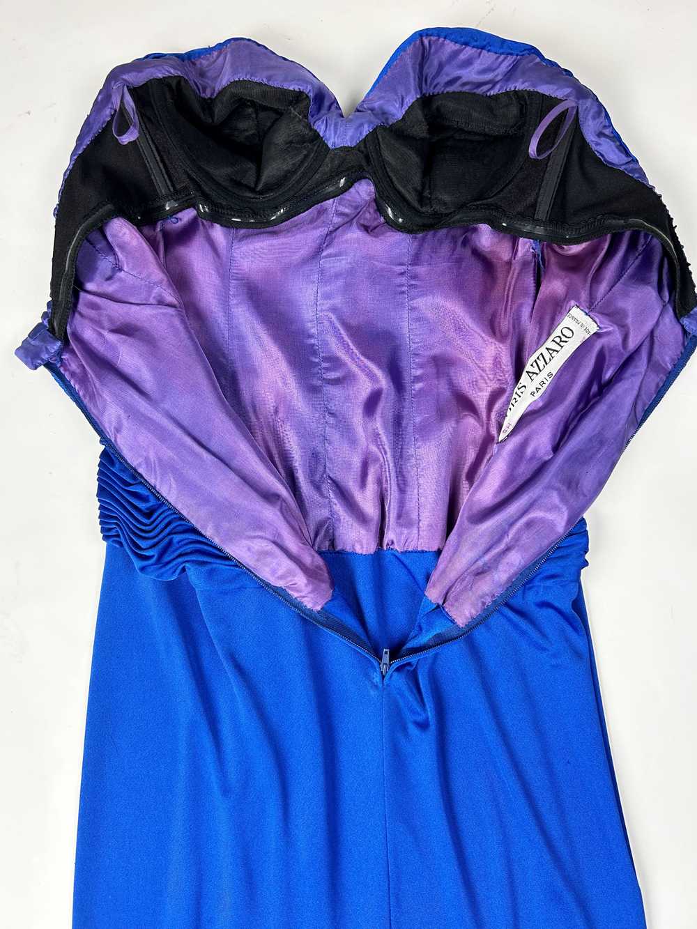 Electric blue lycra jersey evening dress by Loris… - image 4