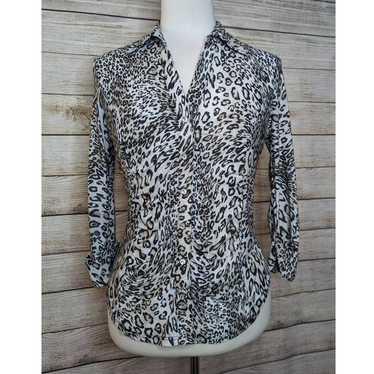 Inc INC Leopard Print Button Up Blouse Size Petite