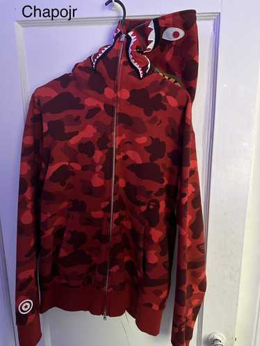 Bape Color Camo Shark Full Zip Hoodie (SS22) Red