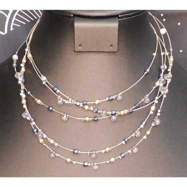 Other Blue And Silver Tiered Necklace - image 1