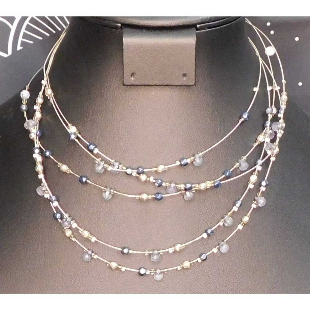 Other Blue And Silver Tiered Necklace - image 3