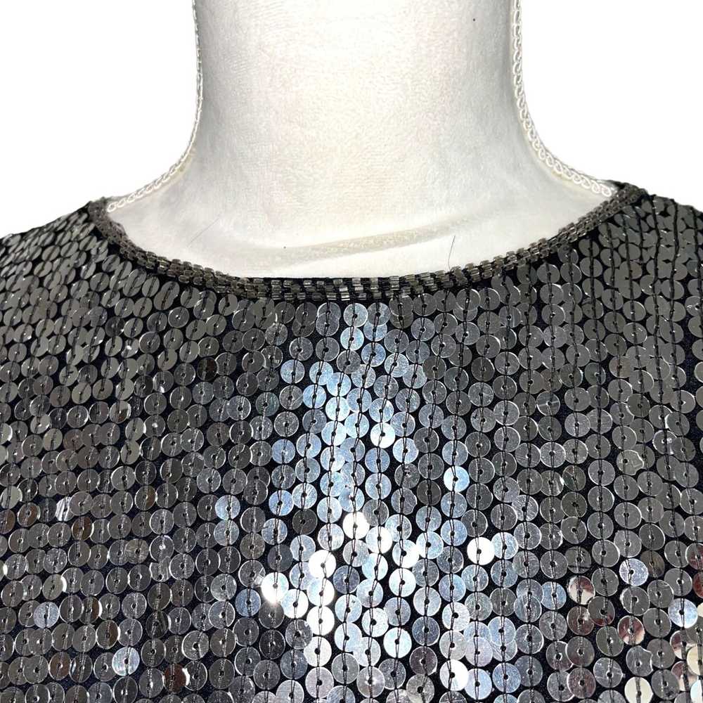 Vintage Albert Paul Womens Silver Sequin Top Medi… - image 5