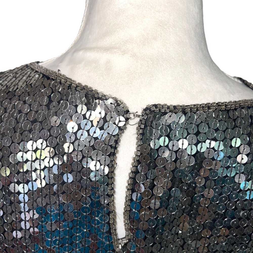 Vintage Albert Paul Womens Silver Sequin Top Medi… - image 6