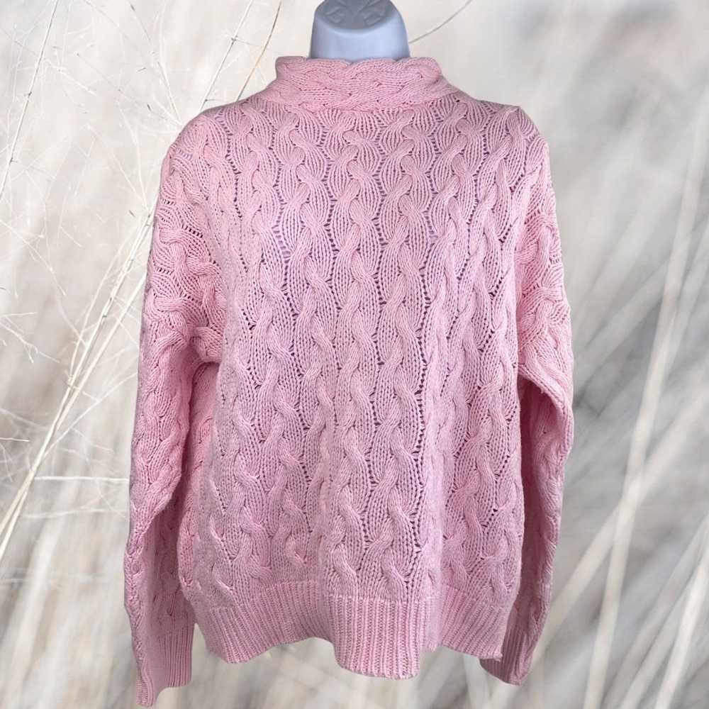 Vintage Vintage 100% Cotton Baby Pink Cable Knit … - image 1