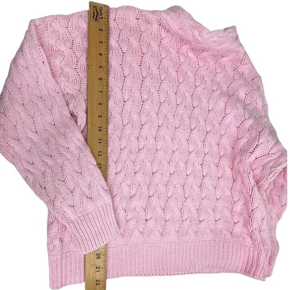 Vintage Vintage 100% Cotton Baby Pink Cable Knit … - image 3