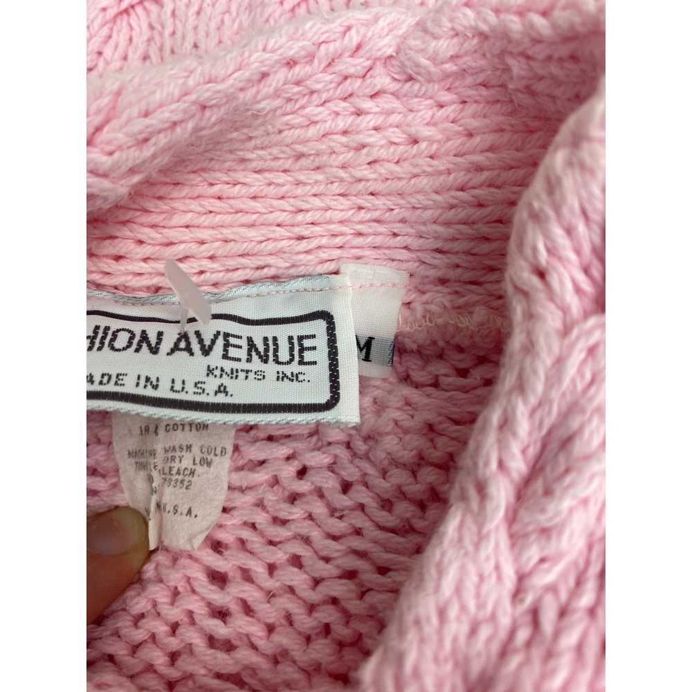 Vintage Vintage 100% Cotton Baby Pink Cable Knit … - image 4