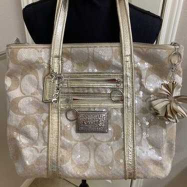 バッグ Coach Gradation Poppy Sequins Bag Rare Coach poppy Silver sequin Shoulder/ Crossbody bag vintage