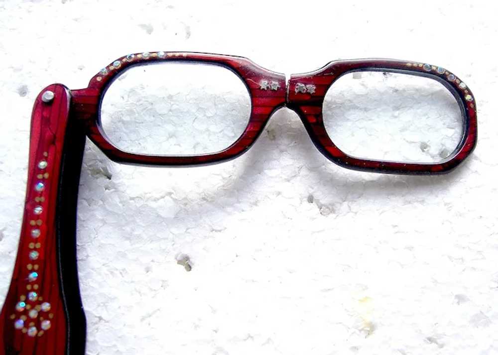 Lorgnette style reader faux tortoiseshell collaps… - image 10