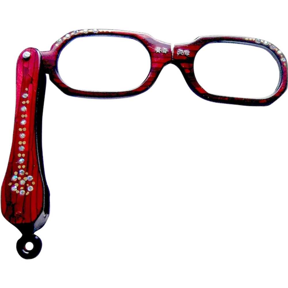 Lorgnette style reader faux tortoiseshell collaps… - image 1