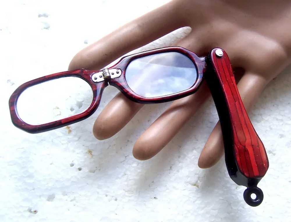 Lorgnette style reader faux tortoiseshell collaps… - image 4