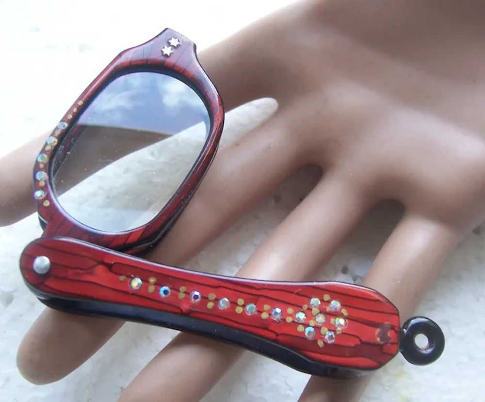 Lorgnette style reader faux tortoiseshell collaps… - image 6