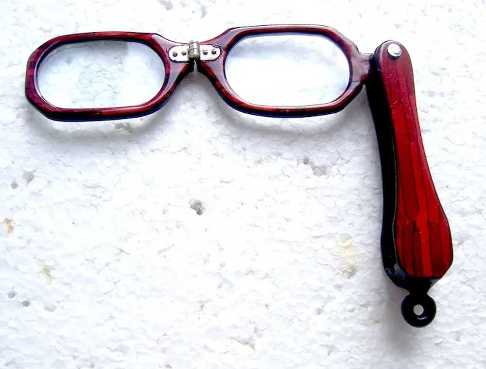 Lorgnette style reader faux tortoiseshell collaps… - image 8