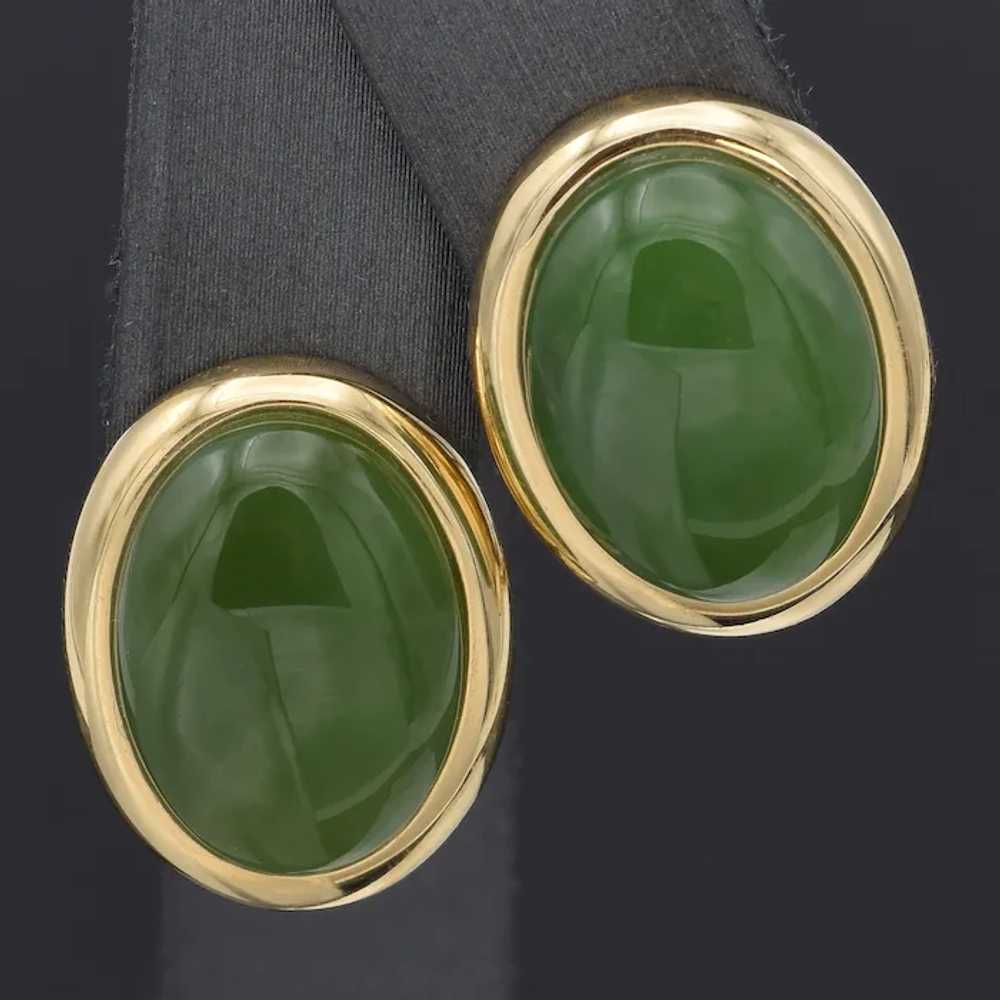 GUMP'S 14K Yellow Gold 17.10TCW Green Jade Oval C… - image 2