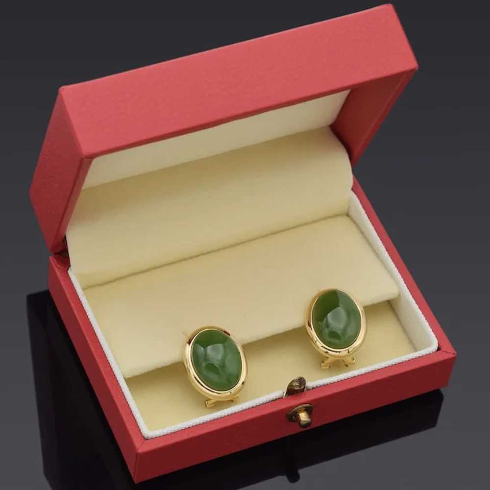 GUMP'S 14K Yellow Gold 17.10TCW Green Jade Oval C… - image 3