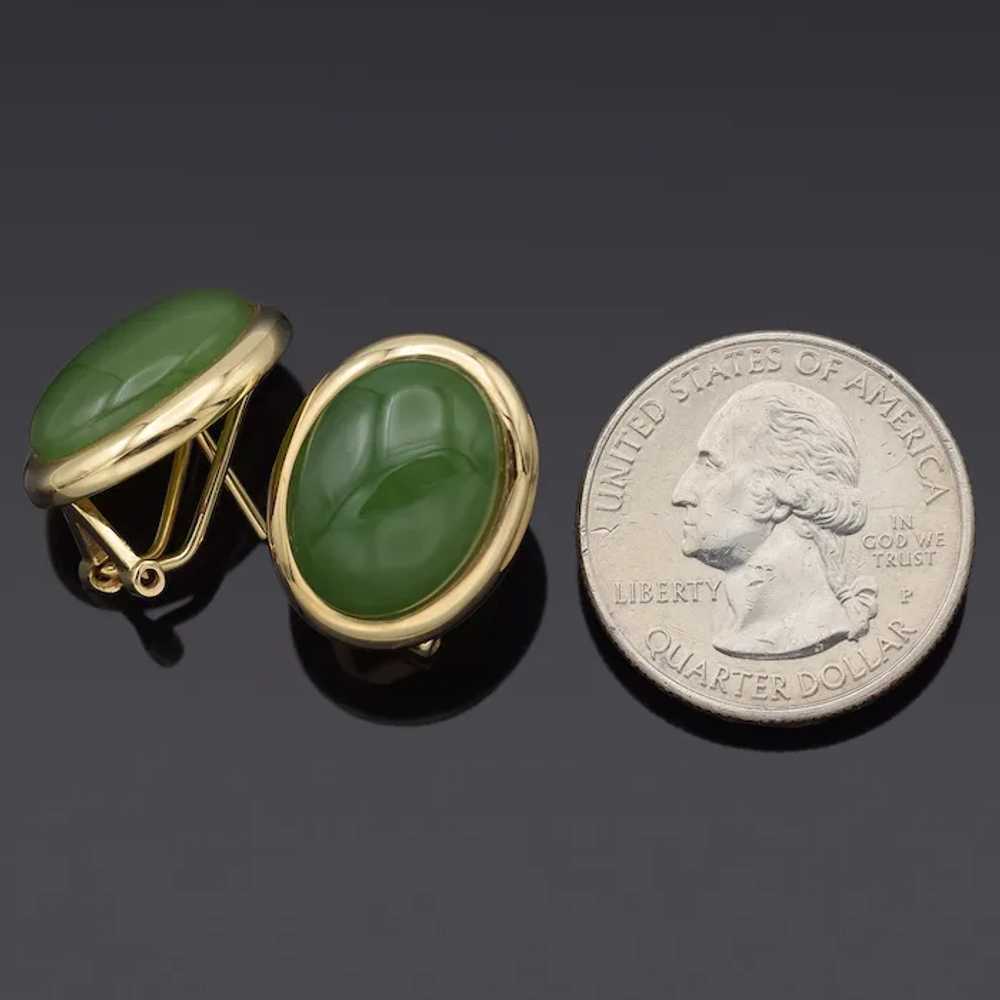 GUMP'S 14K Yellow Gold 17.10TCW Green Jade Oval C… - image 5