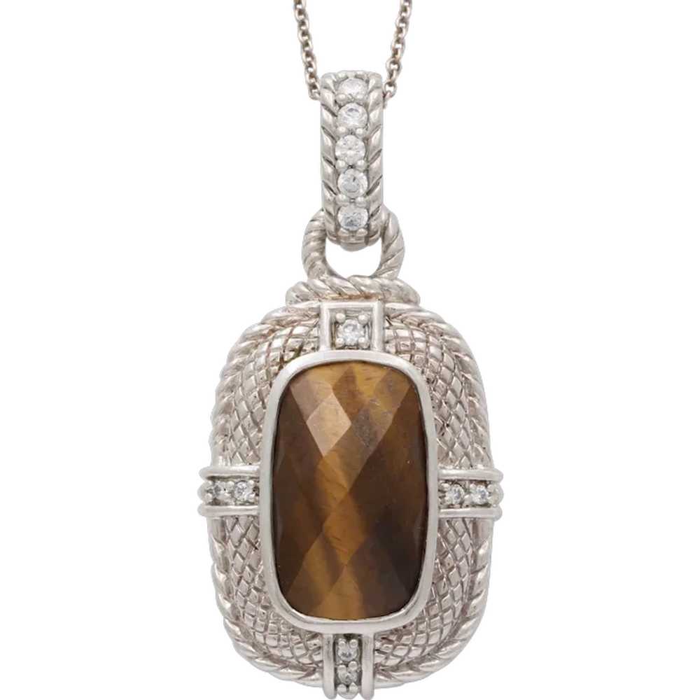 Classic Judith Ripka Tiger's Eye Sterling Silver … - image 1