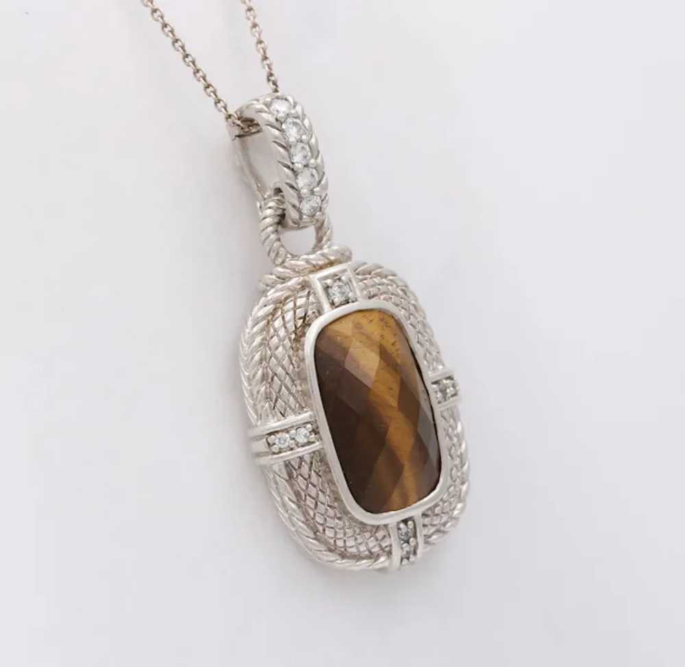 Classic Judith Ripka Tiger's Eye Sterling Silver … - image 2