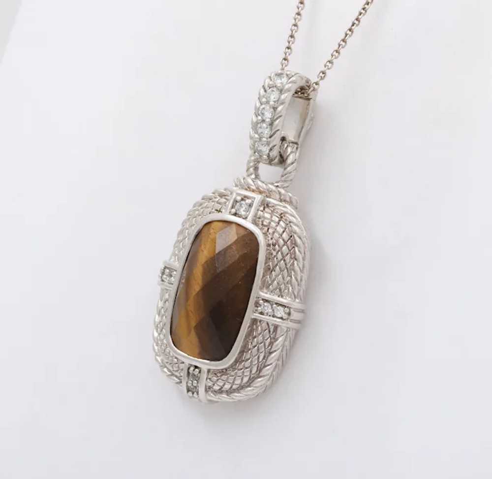 Classic Judith Ripka Tiger's Eye Sterling Silver … - image 3