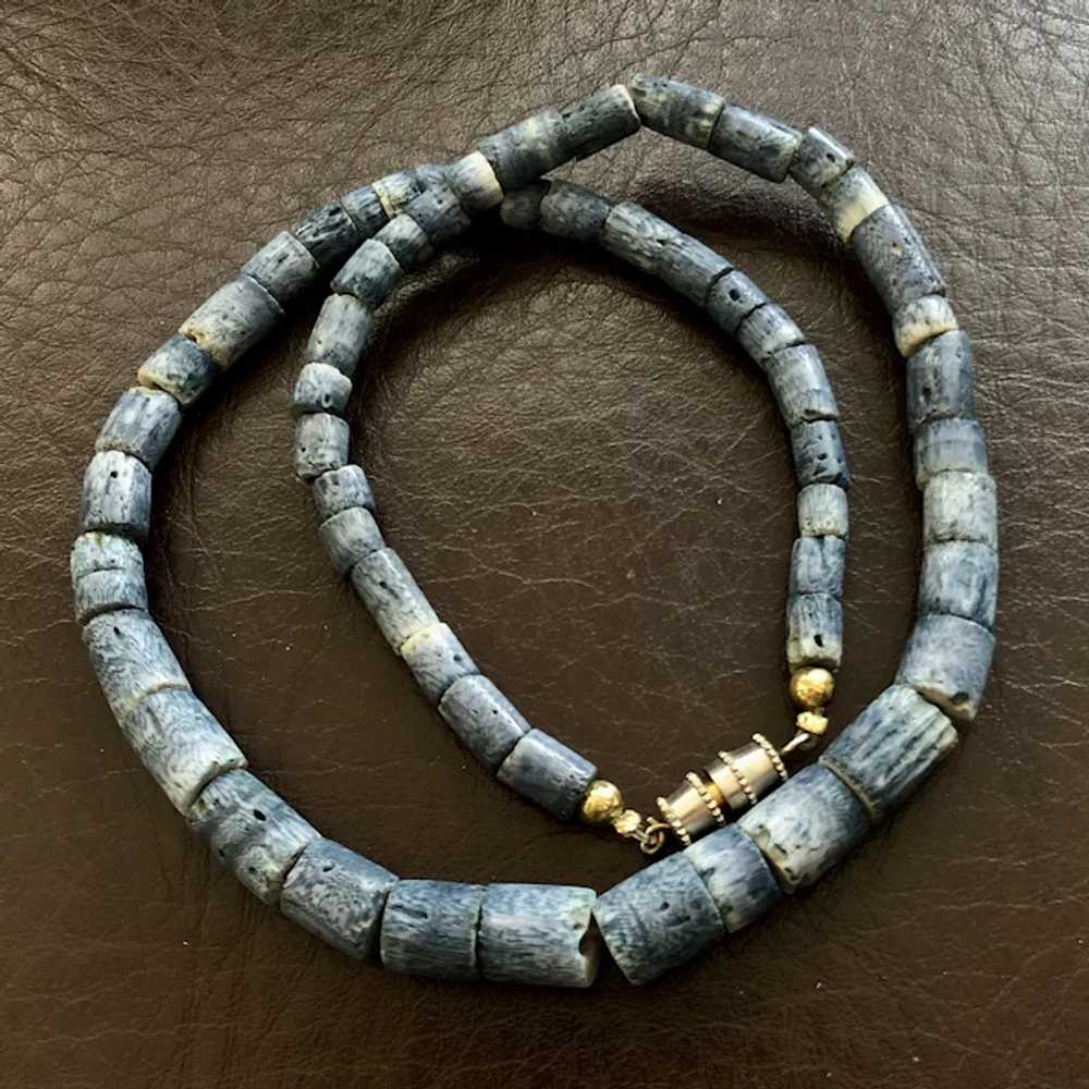 Beautiful Vintage Blue Coral Heishi Necklace - image 2