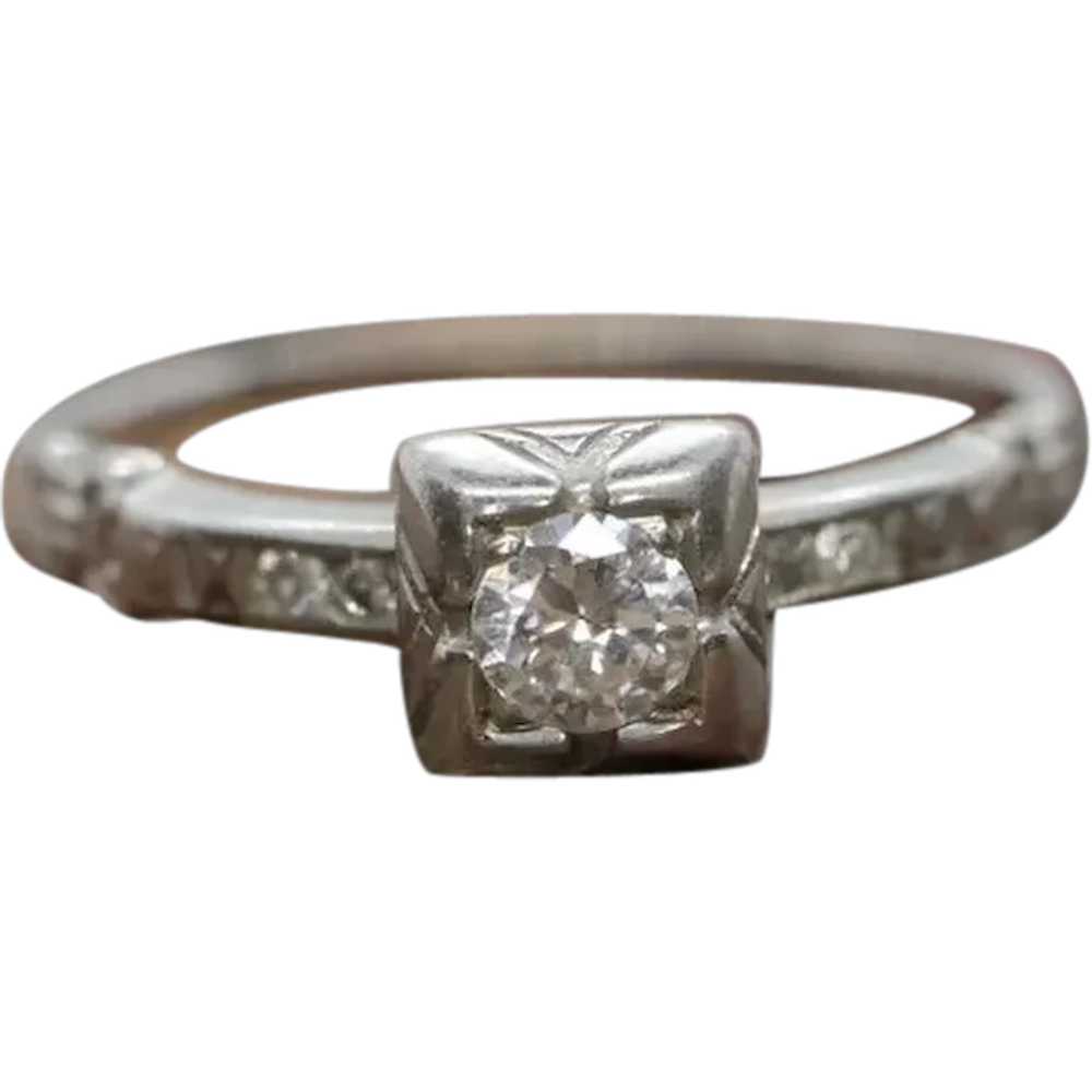 18k ART DECO Diamond solitaire ring. 18k Large di… - image 1