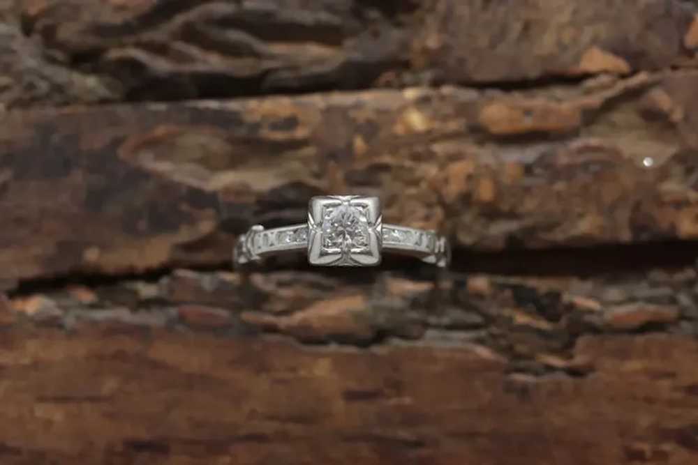 18k ART DECO Diamond solitaire ring. 18k Large di… - image 2