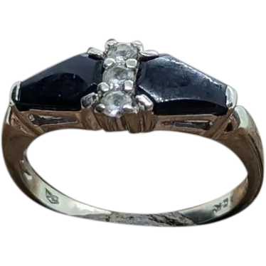 10k Onyx and White topaz Band. 10k Double Onyx an… - image 1