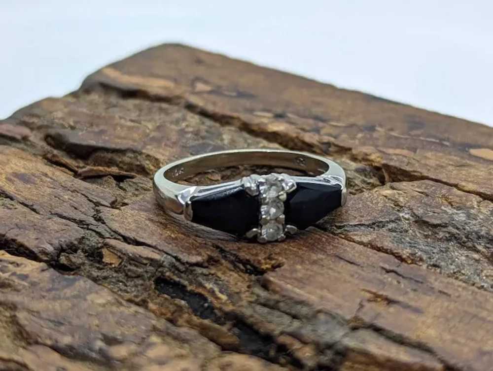 10k Onyx and White topaz Band. 10k Double Onyx an… - image 2