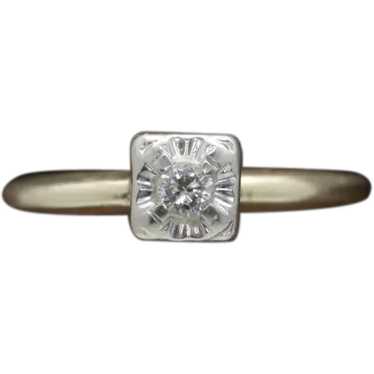 Art Deco Diamond ring. 14k Yellow and White Gold … - image 1