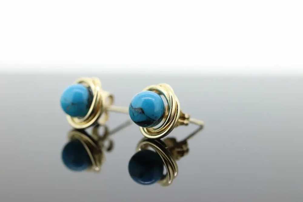 14k Turquoise round Bead STUD earrings. Turquoise… - image 4