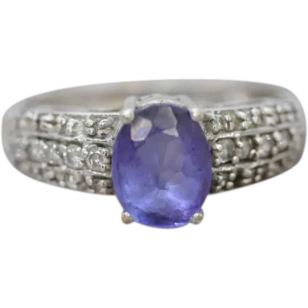 Tanzanite and diamond ring. 14k Blue Tanzanite so… - image 1
