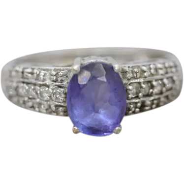 Tanzanite and diamond ring. 14k Blue Tanzanite sol