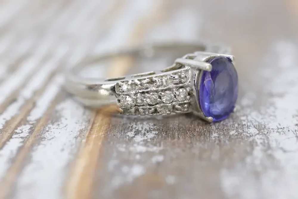 Tanzanite and diamond ring. 14k Blue Tanzanite so… - image 2