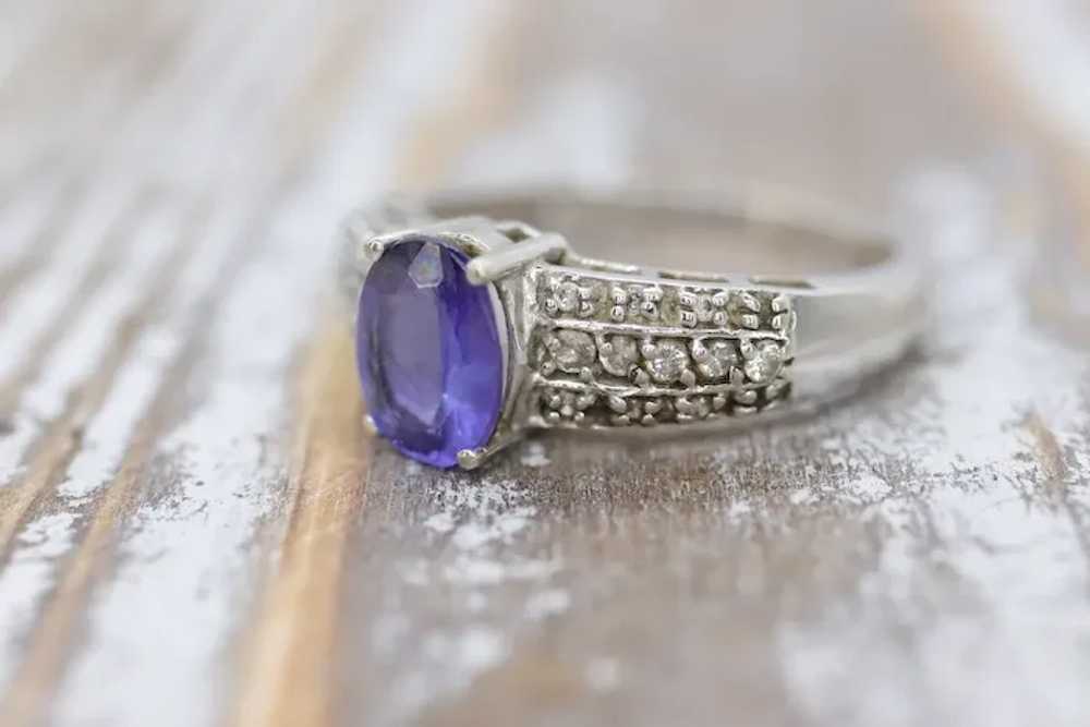 Tanzanite and diamond ring. 14k Blue Tanzanite so… - image 3