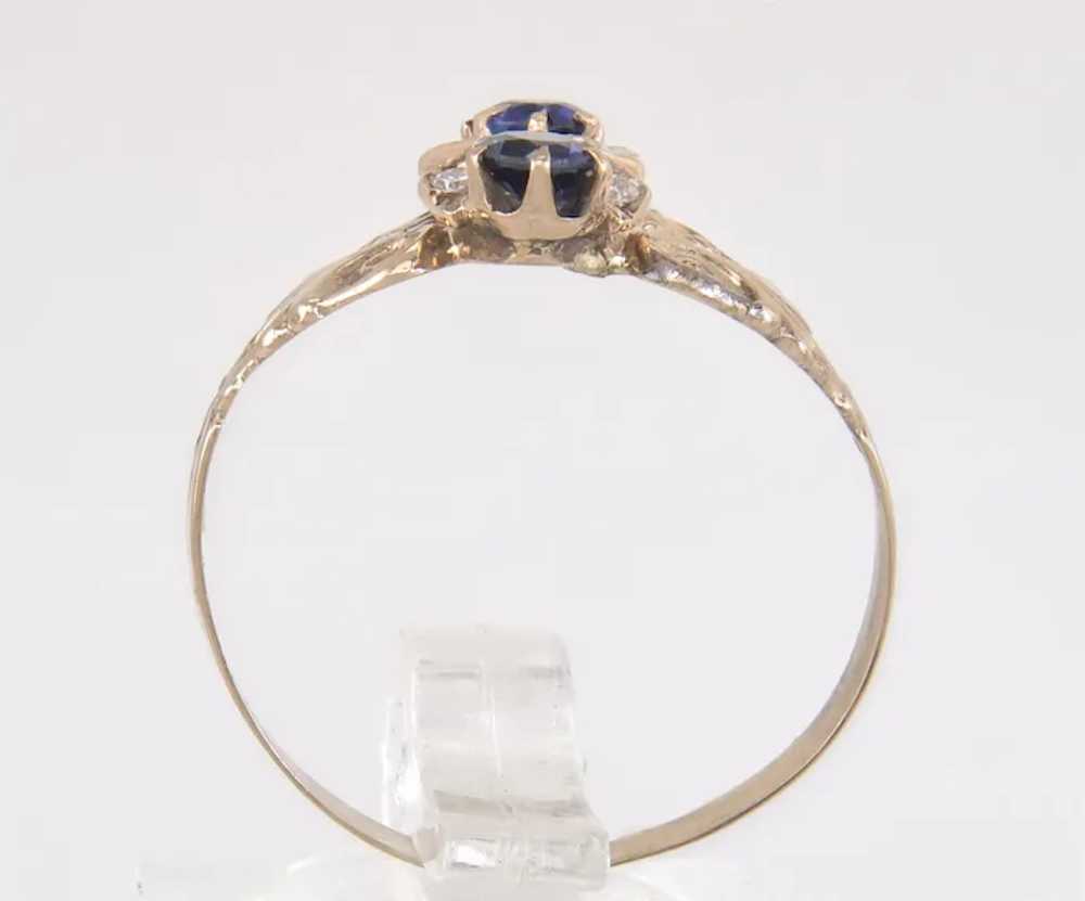 Antique .45ct Genuine Diamond & Blue Sapphire Vic… - image 3