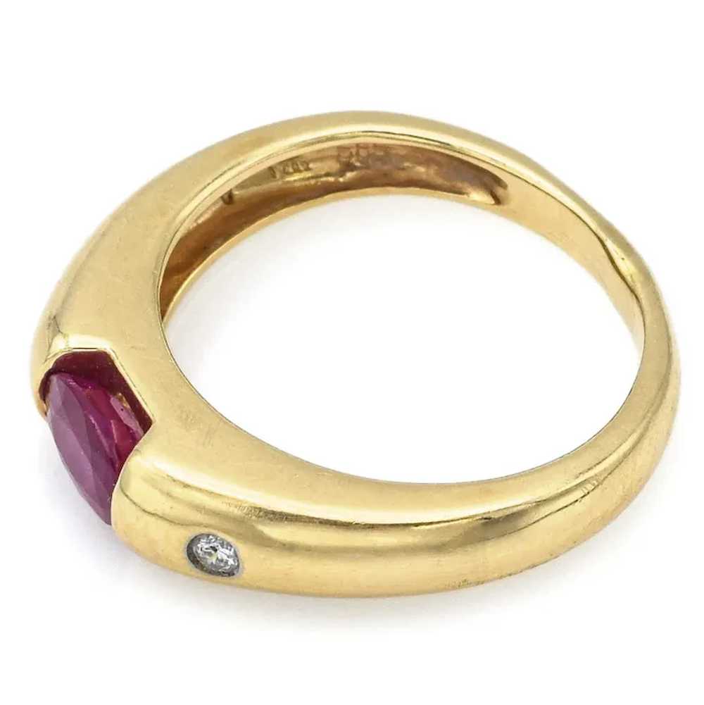 Vintage 14K Yellow Gold Oval Ruby & Diamond Band … - image 3