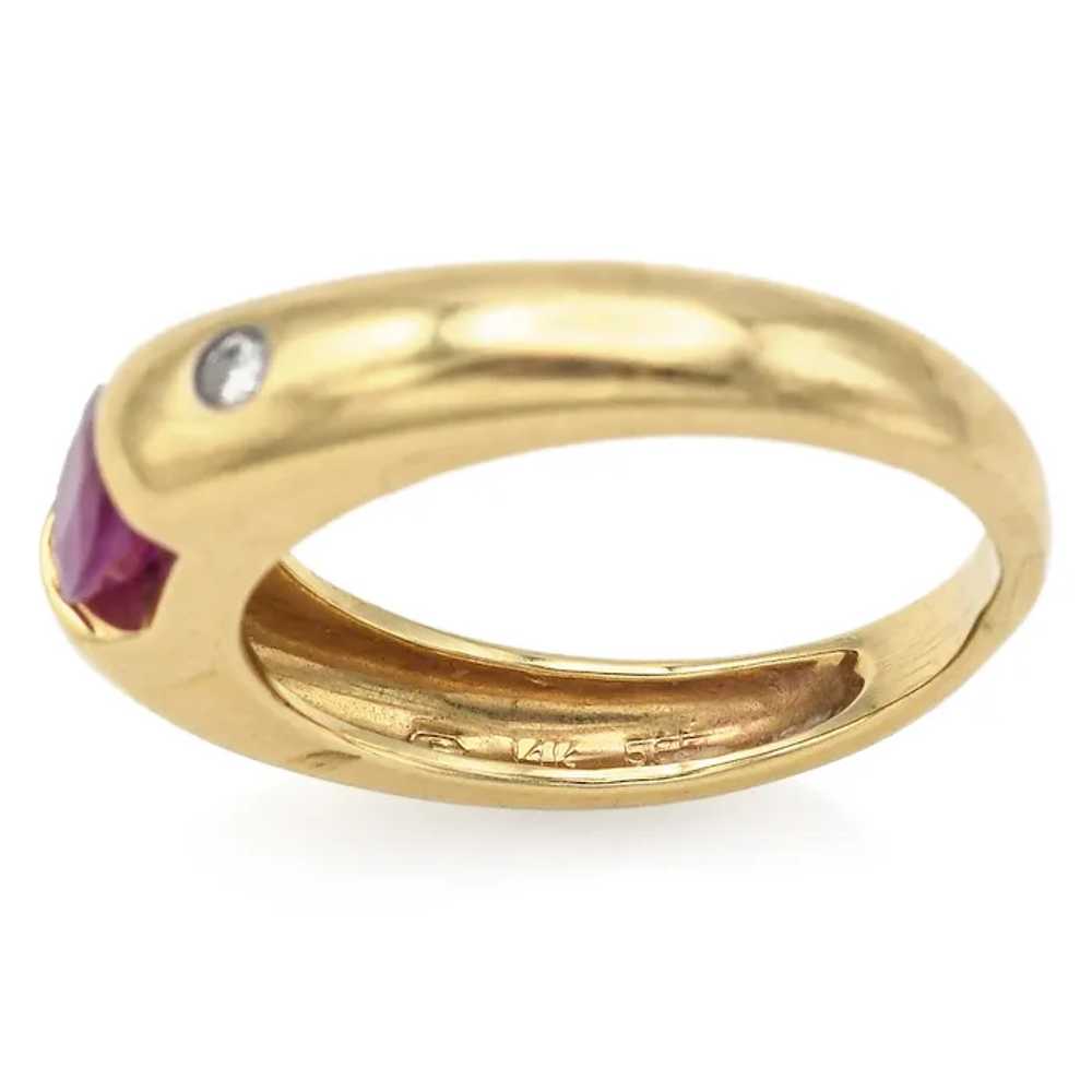 Vintage 14K Yellow Gold Oval Ruby & Diamond Band … - image 4