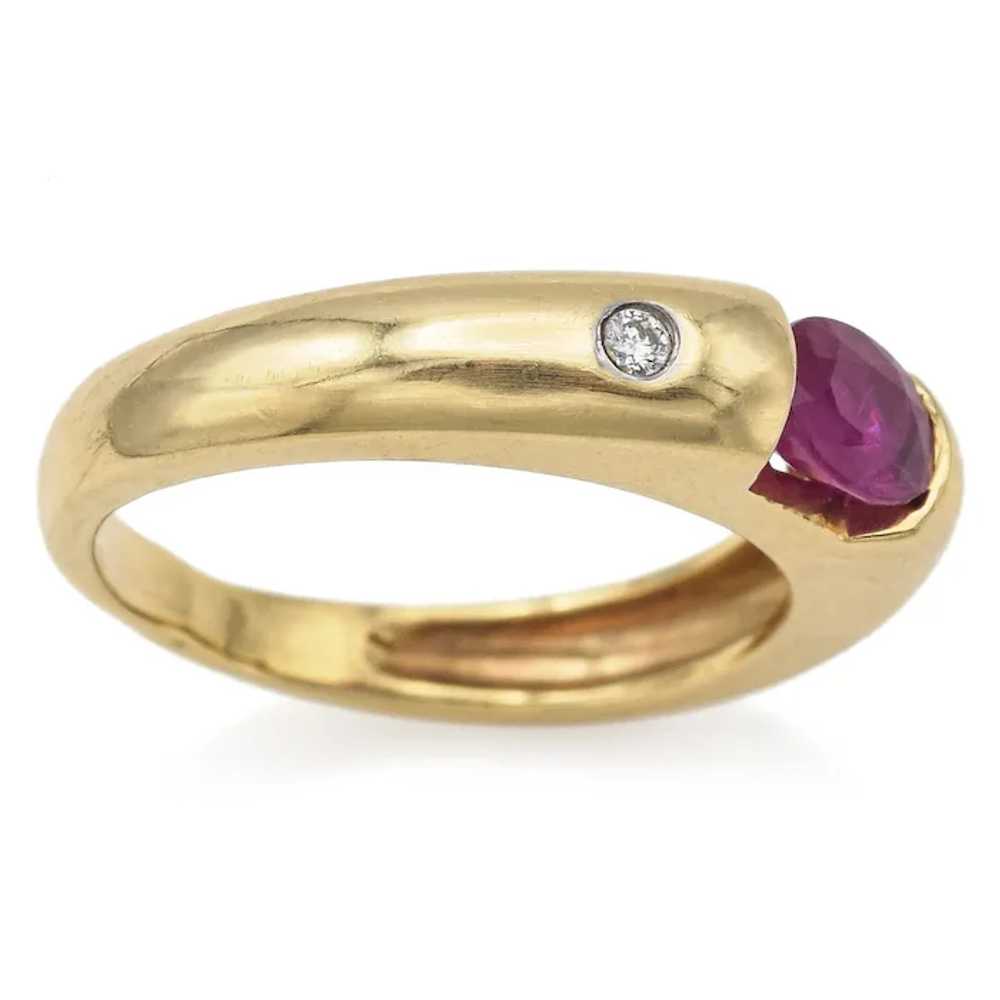 Vintage 14K Yellow Gold Oval Ruby & Diamond Band … - image 6