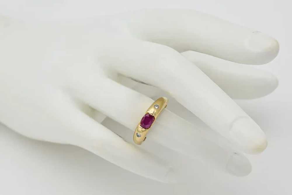 Vintage 14K Yellow Gold Oval Ruby & Diamond Band … - image 7